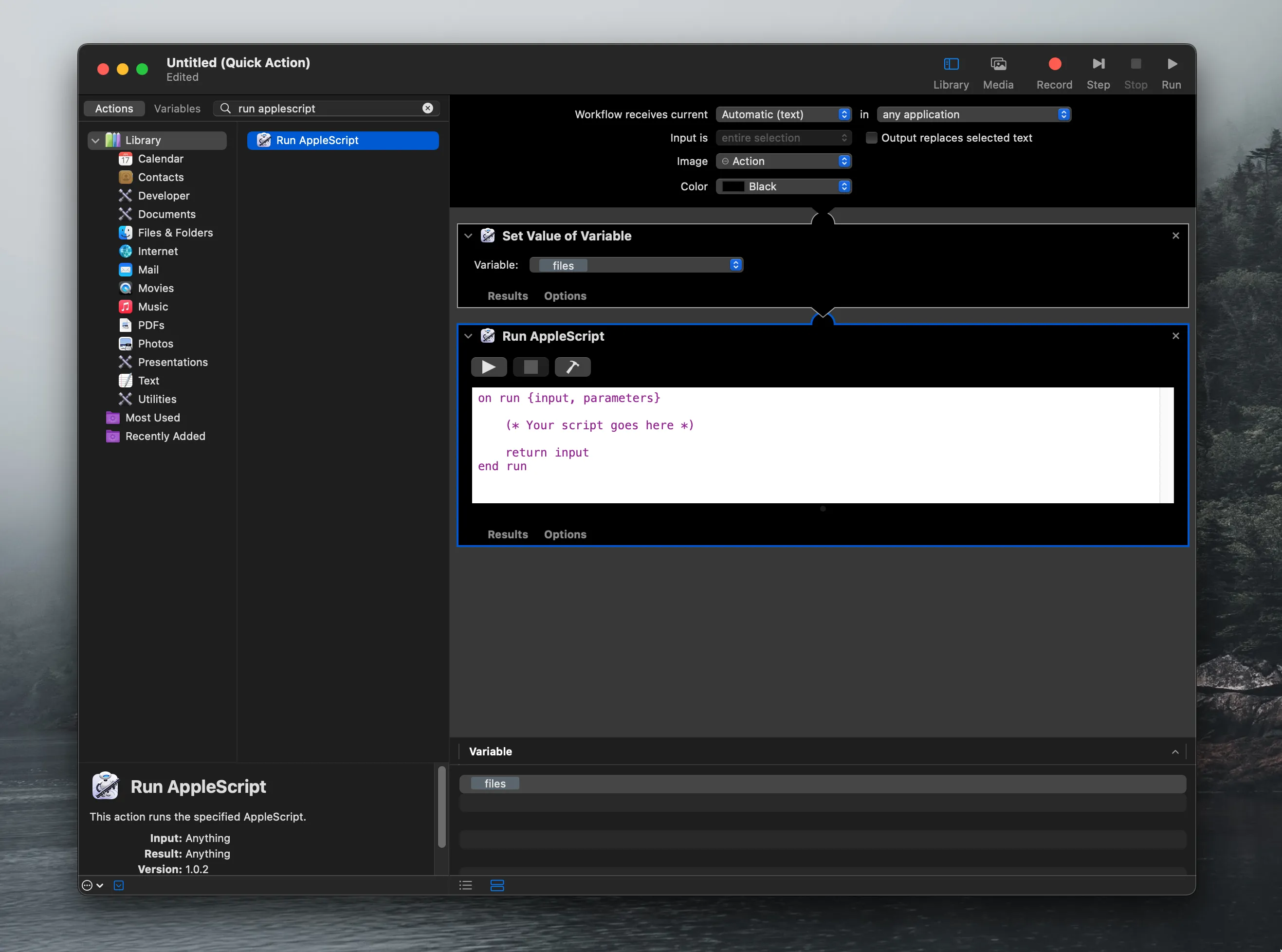 automator apple script