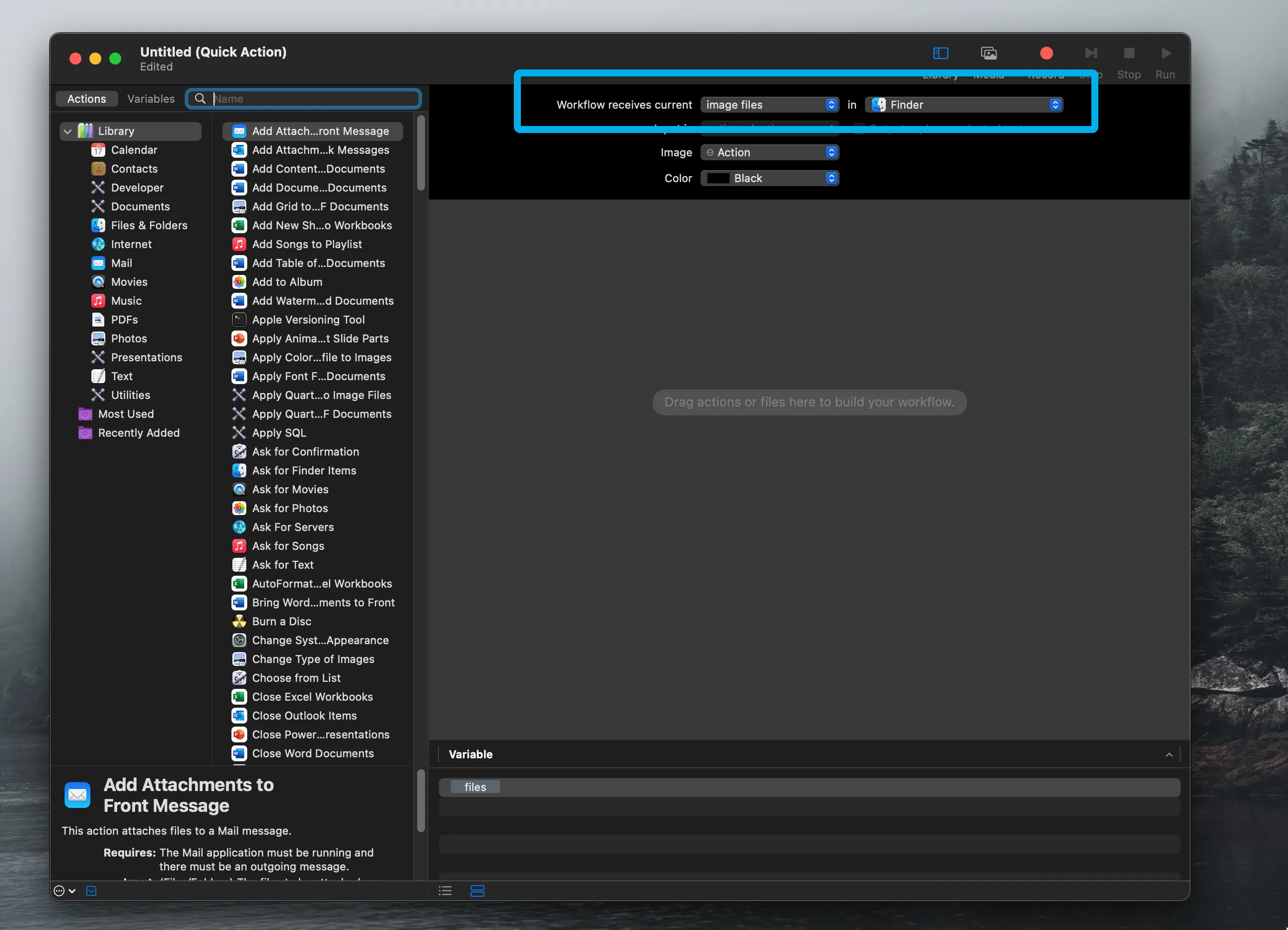 automator workflow input