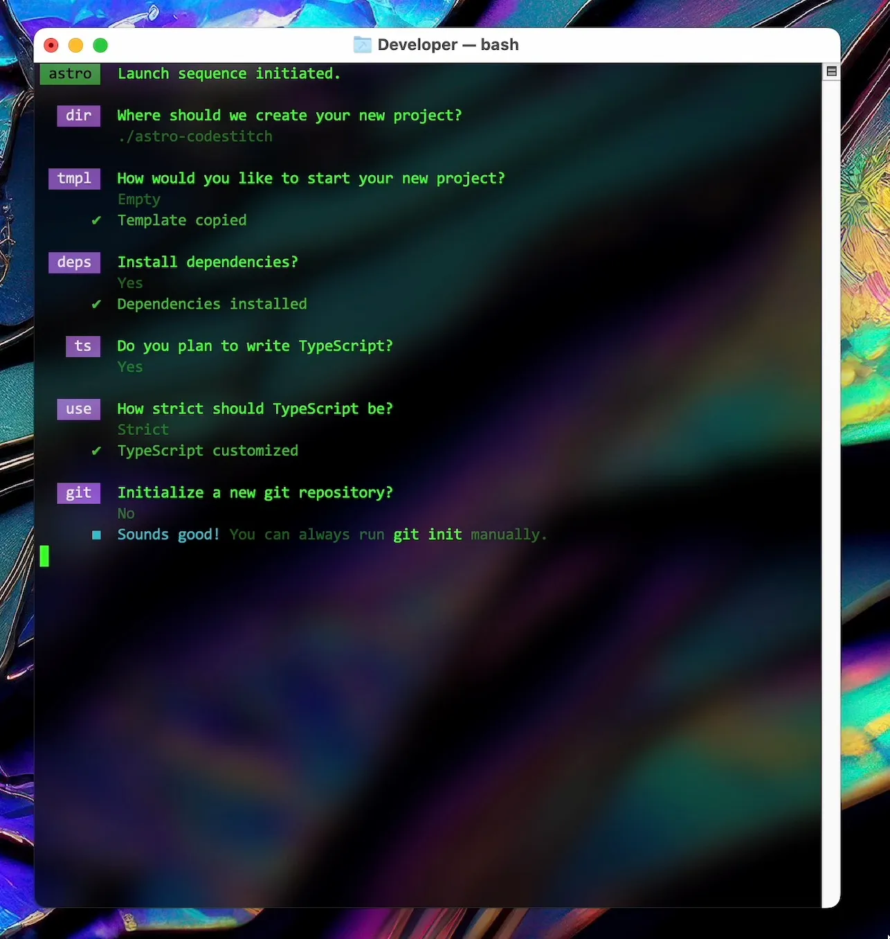 build an astro website installer