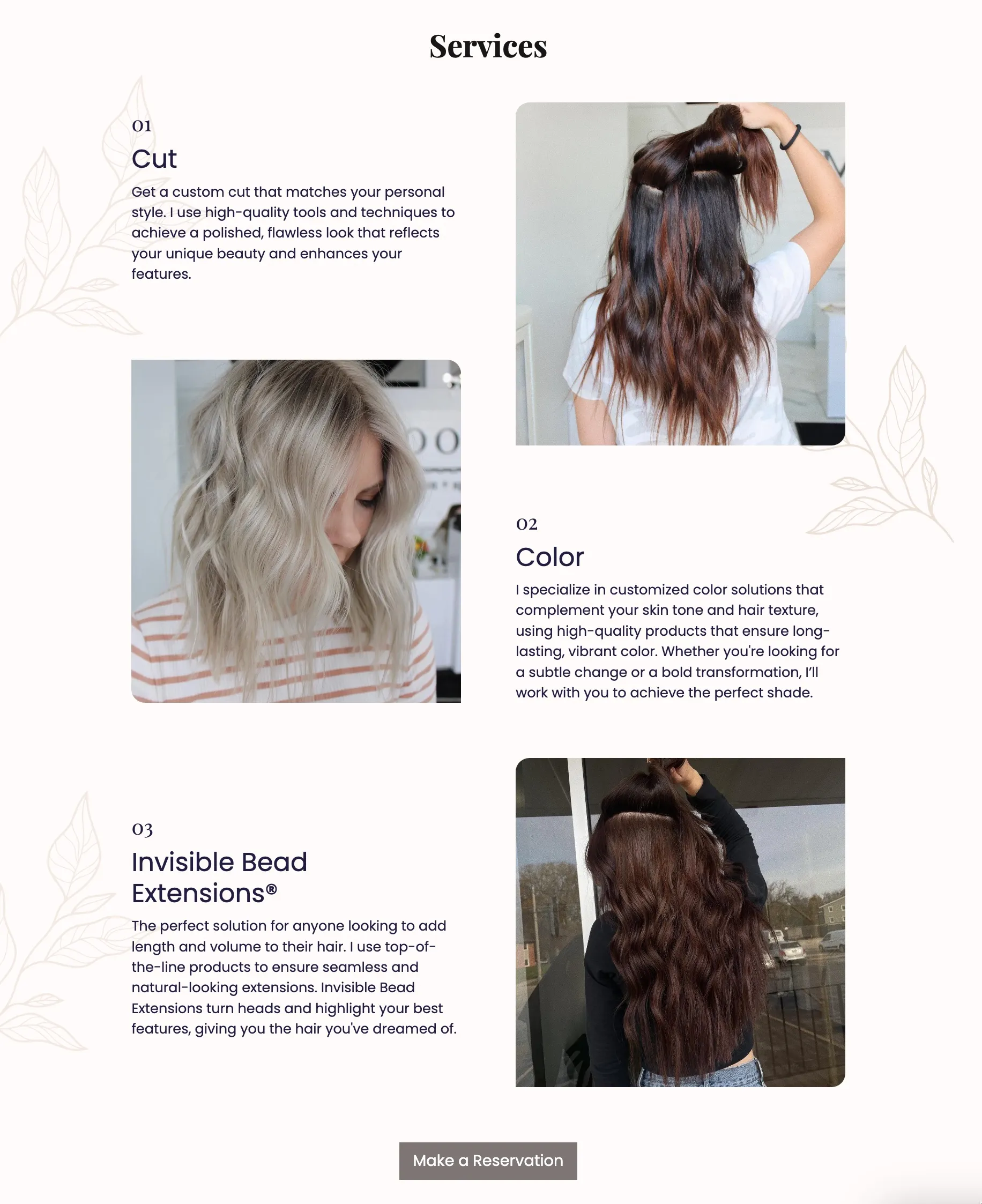 good website design services section