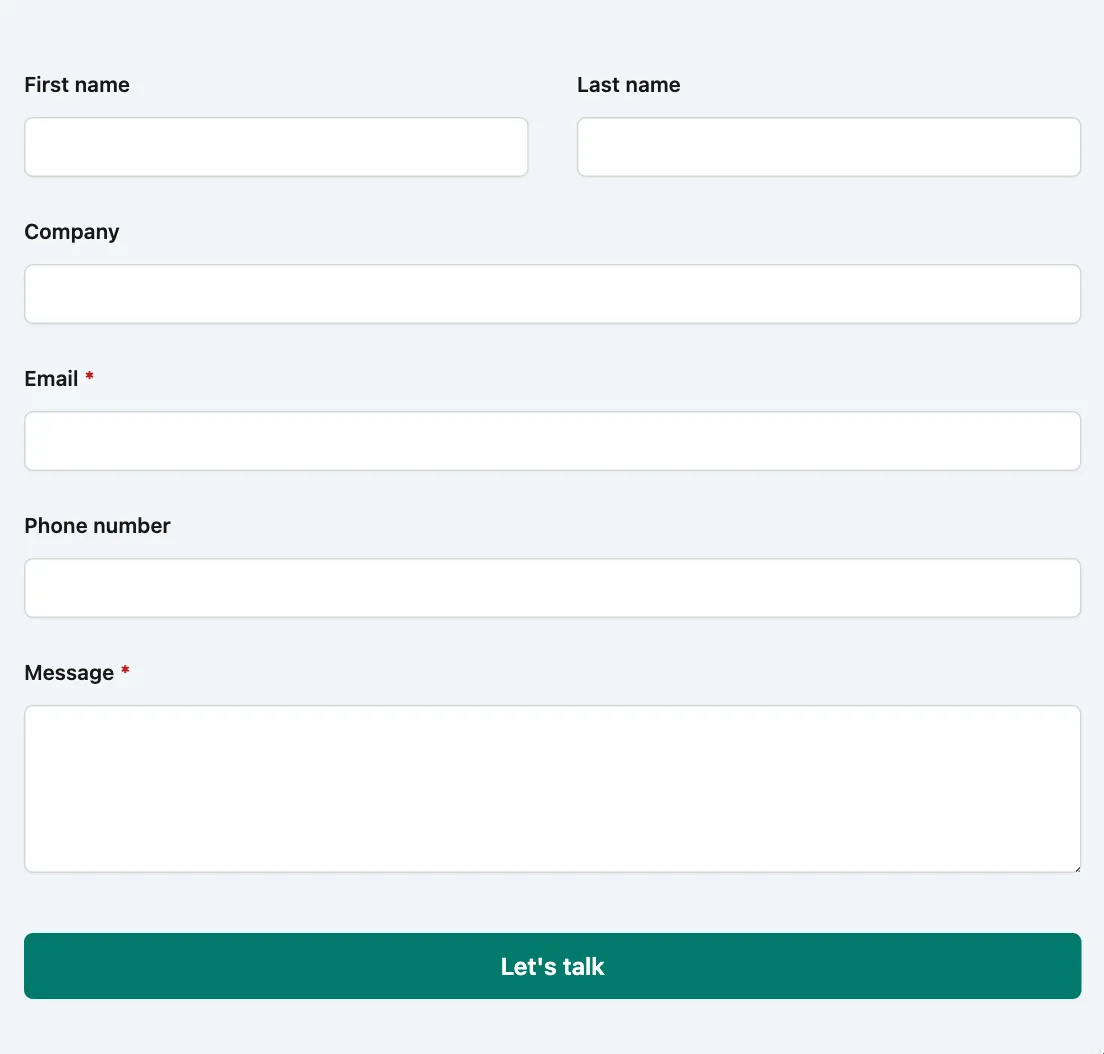 small business contact form